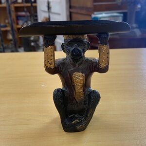 Vintage brass Monkey Figurine with Tray